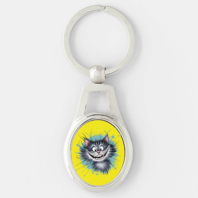 Katze mit einem Lächeln. Schlüsselanhänger (Vorderseite)