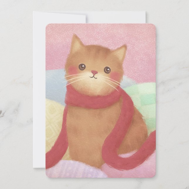 Katze mit einem roten Skarabäus Einladung (Vorderseite)