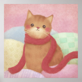 Katze mit einem roten Skarabäus Poster