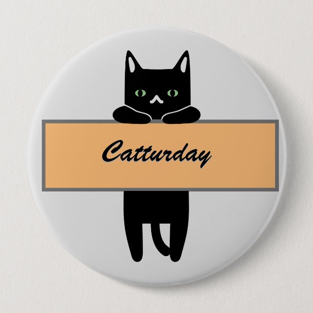 Katze mit einem Schild Button Badge (Vorderseite)