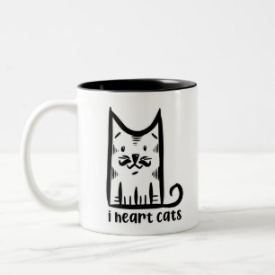 Katze mit einem stilvollen Schnurrbart, ich liebe Zweifarbige Tasse