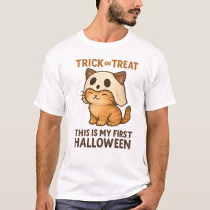 Katze mit einer Maske bereit für ihr erstes Hallow T-Shirt