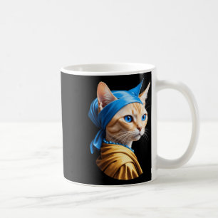 Katze mit einer Perle Ohrhänger im klinischen Port Kaffeetasse