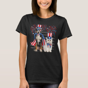 Katze mit einer Schweizer Sonnenbrille Amerika T-Shirt