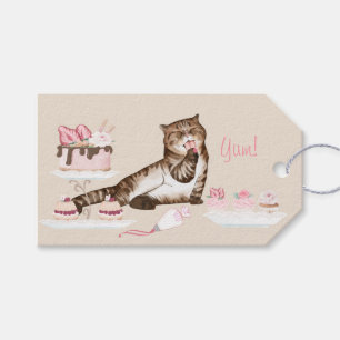 Katze mit Extravaganten Kuchen und Zuckerguss Bäck Geschenkanhänger