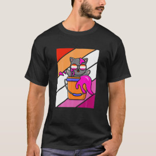 Katze mit Farben Stolz Lesbenflagge LGBQ stolze Ve T-Shirt