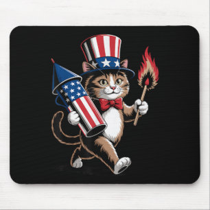 Katze mit Feuerwerken 4. Juli Kleinkind Kinder una Mousepad