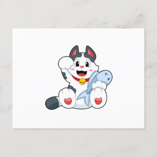 Katze mit Fisch Postkarte