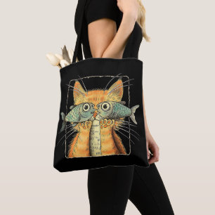 Katze mit Fischaugen Kätzchen Lustige Katzenparodi Tasche