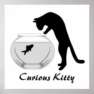 Katze mit Fischkeule-Plakat Poster