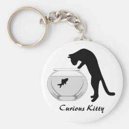 Katze mit Fish Bowl Schlüsselanhänger