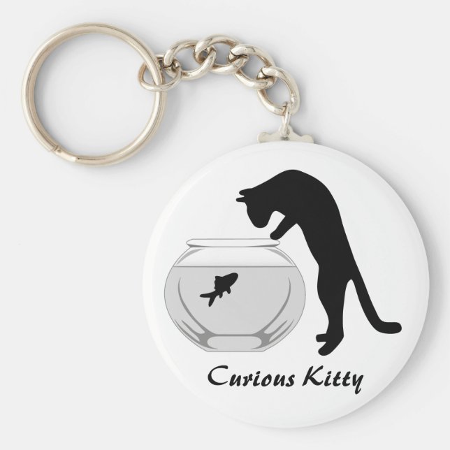 Katze mit Fish Bowl Schlüsselanhänger (Vorne)