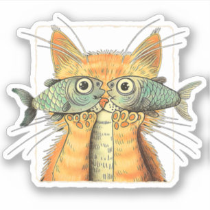 Katze mit Fisheyes Kitten Funny Cat Parody Aufkleber