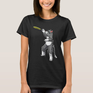 Katze mit fliegender Frisbeescheibe Disc-Golf-Fris T-Shirt