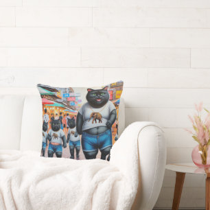 Katze mit Freunden in Thailand Throw Kissen