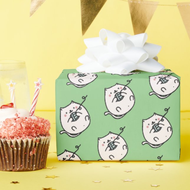 Katze mit Garngeschenkpapier zum Stricken Geschenkpapier (Geburtstagsparty)