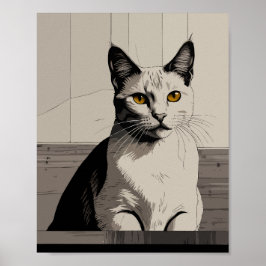 Katze mit gelben Augen Poster