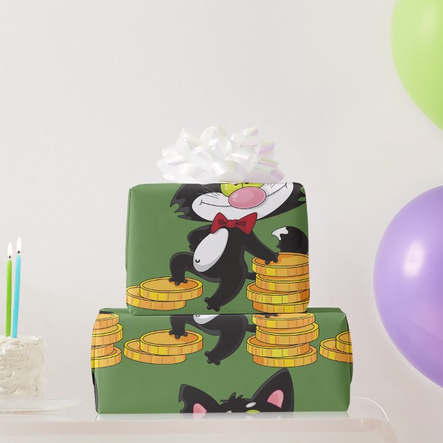 Katze mit Geldumschlagpapier Geschenkpapier (Von Creator hochgeladen)