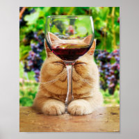 Katze mit Glas Wein