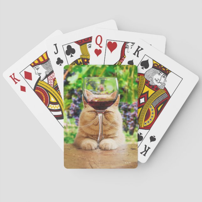 Katze mit Glas Wein Spielkarten (Rückseite)