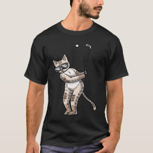 Katze mit Golfschläger Golfspielender Golfspieler  T-Shirt