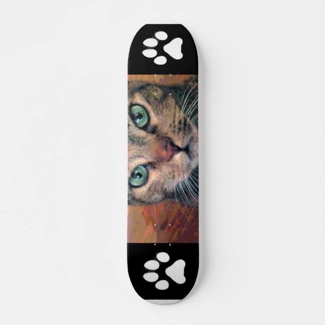 Katze mit grünen Augen Skateboard (Vorne)