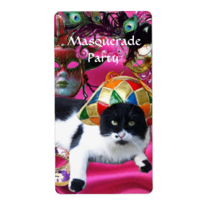 KATZE MIT HARLEQUIN HAT- UND MASQUERADE-PARTY