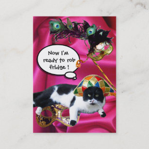 KATZE MIT HARLEQUIN HAT- UND MASQUERADE-PARTY VISITENKARTE