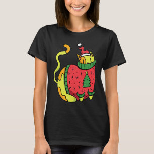 Katze mit hässlichem Weihnachtspullover T-Shirt
