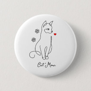 Katze mit Herz-Abzeichen Button