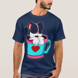 Katze mit Herz-Cup T-Shirt