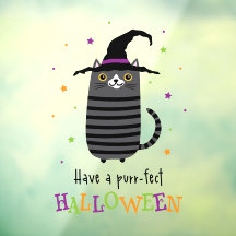 Katze mit Hexe, die ein purrotes Halloween-niedlic
