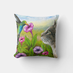 Katze mit Hummingbird 591 Kissen