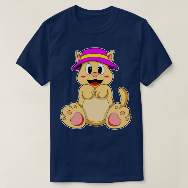 Katze mit Hut T-Shirt (Design vorne)