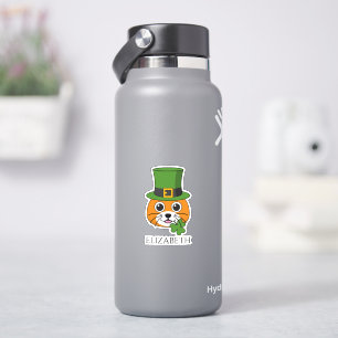 Katze mit Hut und Kleeblatt St Patrick's Persona Aufkleber