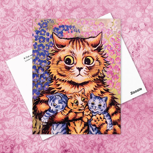 Katze mit ihren Kätzchen Louis Wain Postkarte (Von Creator hochgeladen)
