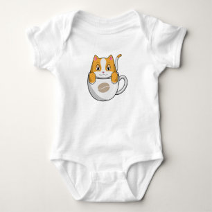 Katze mit Kaffee-Cup Baby Strampler