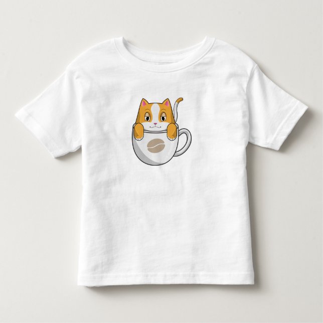 Katze mit Kaffee-Cup Kleinkind T-shirt (Vorderseite)