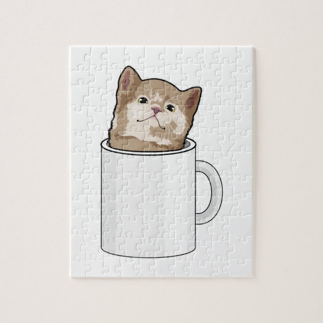 Katze mit Kaffee-Tasse (Vertikal)