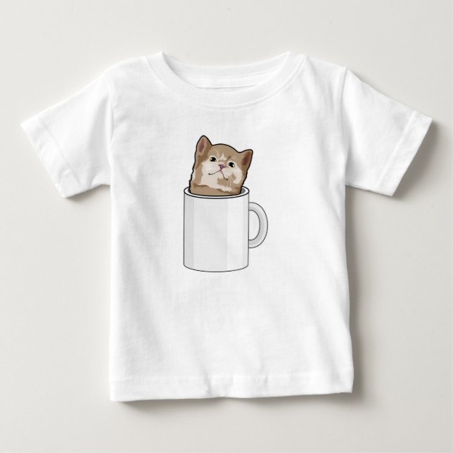 Katze mit Kaffee-Tasse Baby T-shirt (Vorderseite)