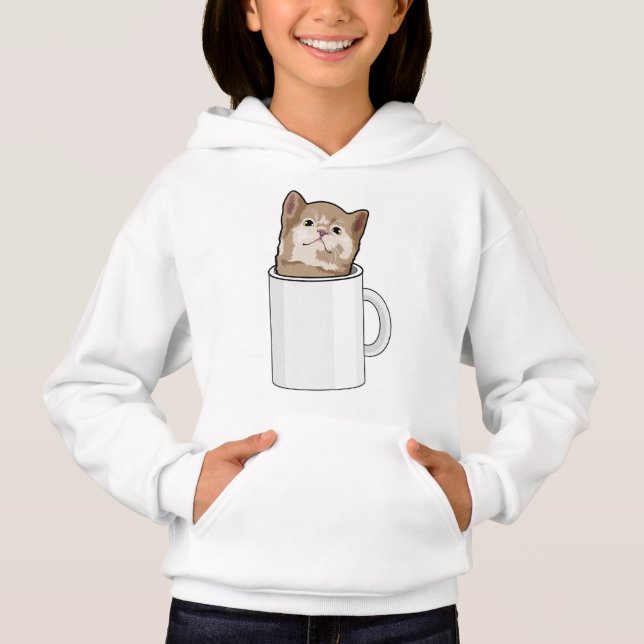 Katze mit Kaffee-Tasse Hoodie (Vorderseite)
