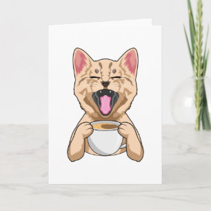 Katze mit Kaffeetasse Karte