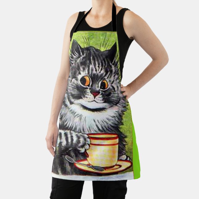 KATZE MIT KAFFELOUIS WAIN ART RETRO KÜCHE SCHÜRZE (InSitu)