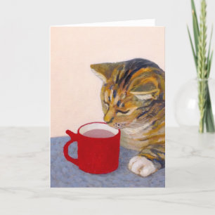 Katze mit Kakao Karte