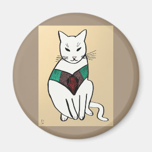 Katze mit karminrotem Kragen Magnet