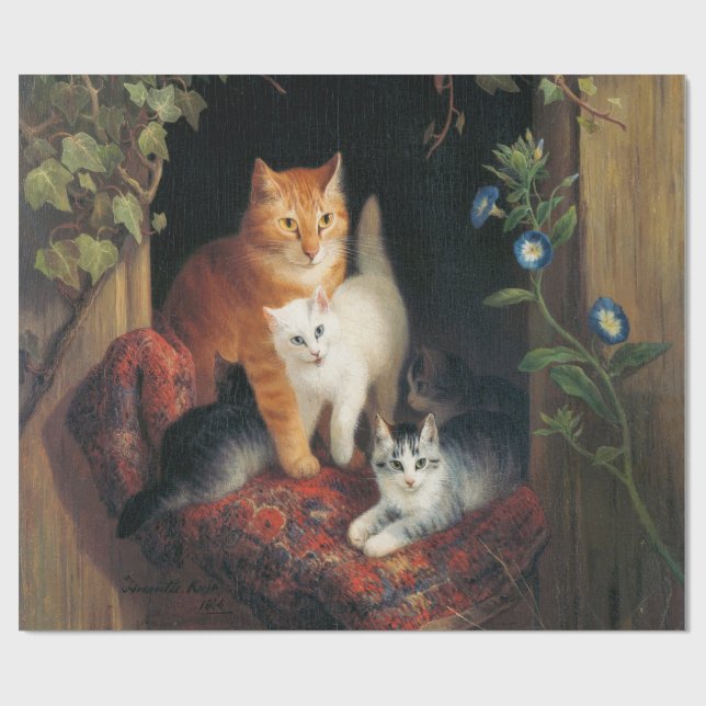 Katze mit Kätzchen (Niedliche Katzen) Geschenkpapier (Flach)
