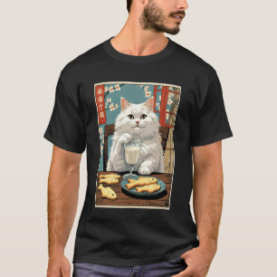 Katze mit Keksen und Milch Novelty T-Shirt, süße f T-Shirt