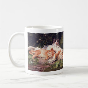 Katze mit Kittens Fine Art Kaffeetasse