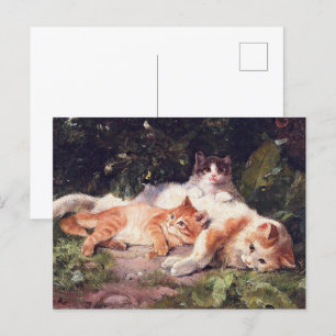 Katze mit Kittens Fine Art Postkarte