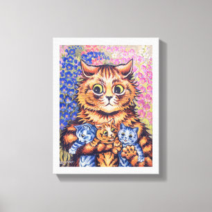 Katze mit Kittens, Louis Wain Leinwanddruck